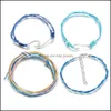 Pulseras con dijes Tejido a mano Gancho de pez Pulsera con dijes Mtilayer ajustable Pulseras con envoltura Mujeres Verano Playa Joyería Entrega directa Dhrvy