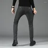 Erkekler Pantolon Günlük Erkeklerin Ekose İnce Kore Moda Pantolon Stili Uygun Tip Ön Uzun