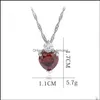 Pendentif Colliers Diamant Pendentif Colliers Cuivre Sier Chaînes Rouge Amour Coeur Collier Femmes Anniversaire De Mariage De Mode Bijoux Drop D Dh1Jo