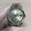 16 Estilo Relógio Automático Masculino 40mm Data Safira Vidro Azul Mostrador Platina Moldura Suave Mecânico Ouro Amarelo 18k GMF 904L Aço Cal.3255 Relógios de Movimento