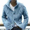 Men's Sweaters Trendy Fall Sweater Coat Elastic Men Buttons Long Sleeves Pockets Keep Warm