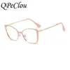 Güneş Gözlüğü Çerçeveleri Qpeclou Eşsiz Vintage Cat Göz Gözlükleri Kadınlar 2019 Retro Metal Cateye Gözlük Çerçeveleri Kadın Clear Lens Optik Oculos Gafas T2201114