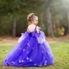 Nouveau violet 2023 robes de fille de fleur robe de bal Tulle petite fille mariage Vintage Communion Pageant robes BC14703