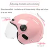 Casques de cyclisme AD Casque de moto/voiture à batterie Visières à lentille unique pour hommes et femmes Demi-casque mignon Saisons d'été Casque de sécurité léger T221107