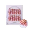 24Pcs Fake Nails Full Cover Reusable Press On Nails Tips DIY Wearable Finished Removable Chinese Style Nail With Stripes Design pattern