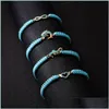 Charmarmband turkos o￤ndlighetshj￤rta charm armband v￤vning pl justerbara armband f￶r kvinnor flickor mode smycken g￥va droppe deliv dhakv
