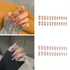 False Nails Smudged Amber Temperament Fake Nail Art Wearable And With 24pcs Tips Glue Wearing Press Sticker Tools P8G6