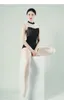 Sahne Giyim 2022 Pembe Askı Balesi Tertenci Dans Uygulaması Büzülme Kıyafet Kadınlar için Belirtili Performans Kostümleri W22194