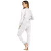 Women's Sleepwear Jumpsuits Grey Print Onesies Autumn Onesie Women Round Neck Pajamas Cosplay One Piece