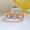 Cluster Rings 925 Серебряное розовое золото полное бриллиантовое кольцо в Европе и кросс-графике Соединенных Штатов