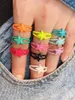 Ringos de cluster 10pcs criativo gotejamento de gotejamento de óleo geométrico Hip lúpulo colorido Ringue de dedo de esmalte para mulheres jóias de verão