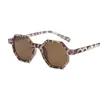 Solglasögon Vintage Octagon Solglasögon - Designermode med liten båge för kvinnor, Retro Clear Mirror Glasögon för solskydd