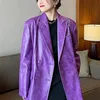 Giacche da donna Lautaro Autunno oversize modello viola lucido Giacca in ecopelle Giacca da donna manica lunga doppio petto Y2K Moda 221115