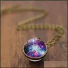 Pendentif Colliers Univers Star Cloud Double Face Verre Cabochon Collier Temps Gemstone Pendentif Femmes Filles Mode Bijoux Cadeau Dr Dhbp3