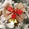 Christmas Decorations 5PCS Pendant Decoration 5CM Bell Tree Burlap Bow Hanging Scene Dress Ornament