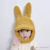 ins kids faux fur hats子供はウサギの耳を切るフリース帽子冬の男の子の女の子暖かい耳マフビーニーキャップa9349