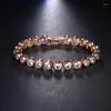 ارتباط أساور T997 Fashion 18K Gold Plated Tennis Bracelet Round 5A NSCD Stone Baresles for Women Hip Hop Jewelry