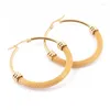 Hoop Earrings Fashion Women Half Mesh Color Gold Stainless Steel 4 Sizes Round Cable Big Jewelry