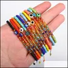 Mis de fita de olho de mi￧anga de arroz com braceletes de bracelete de bracelete de braceletes para mulheres meninas j￳ias de amizade entrega de j￳ias dhvy3