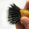 Lockiges Remy-Haar, Nano-Ringspitze, Mikroperlen, malaysische Echthaarverlängerungen in natürlicher Farbe