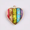 Pendentif Colliers Borosa Design 10pcs Gold Heart Multi-Kind Couleur Sea Sédiment Jasper Charme pour boucles d'oreilles pour femmes et bricolage WX2009