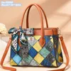 Borse a tracolla da donna all'ingrosso 6 colori tendenza borsa moda a tre strati atmosfera elegante borsa tote in pelle colore contrasto zaino con fiocco in nastro dolce 90331 #