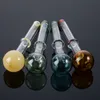 Unique Straight Tube Smoking Pipes Smoking Accessories Burners Round Spoon Pipe Pyrex Glass Oil Burner With Bubbler Wrap SW14