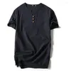 Magliette da uomo Camicia da uomo Magliette estive in cotone Casual Manica corta Stile cinese Vintage Scollo a V T-shirt Taglie forti Oversize Nero Bianco Top