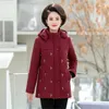 Trench da donna Cappotto in cotone da donna Parka Giacche invernali Giacca stampata con cappuccio medio-lungo Soprabito spesso caldo Abbigliamento da neve Madre