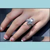 Solitaire Ring quadrado top￡zio top￡zio anel de cristal folha de cristal an￩is de j￳ias de moda presente de natal 080510 entrega de gota dhs2q