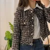 Giubbotti da donna ZAWFL Autunno Inverno Tweed Donna O-Collo Manica lunga Cappotto di lana allentato Monopetto Capispalla Vintage Harajuku 221115