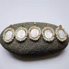 펜던트 목걸이 Fuwo Freshwater Pearl Shell Virgin Mary Gold Gold Oval Shape DIY 보석 제작을위한 흰색 액세서리 PD617 5PCS