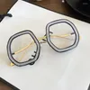 Sonnenbrillenrahmen Unregelmäßige übergroße Kristall Anti-Blaulicht-Brillen für Frauen Modelegierung Glitzerpulver Brillengestell Computer