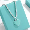 TF Tasarımcı Kalp Etiketi Kolye Kolye 925 Sterlling Gümüş Mücevher Emaye Kadın Tasarımı Lüks Düğün Partisi Sevgililer Günü Boncuk 4mm 032