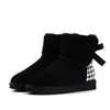 2023 New Style Uggitys Snow Boots Fashion Australia каблук. Проверка лука дизайн шерстяные ботинки для женщин Классические средние ботинки Зимние теплые туфли Черный/коричневый размер 35-43