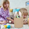 Emballage cadeau panier de Pâques Jute toile de jute enfant avec oreille seau à poignée unique mignon paquet moelleux pour la fête