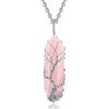 Chaînes fil de cuivre enveloppé pierre naturelle arbre de vie guérison chakra cristal améthyste rose quartz pendentif collier