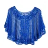 Foulards D'été Solide Couleur Femme Dentelle Tricoté Cardigan Femme Géométrique Perlé Cape Paillettes Capelet Franges O-Cou Bureau Dame Élégant