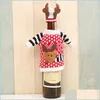 Juldekorationer Julen Reindeer Wine Bottle Er Knit Cartoon Case Bag For Decorations Home Decor Drop Delivery Garden Festiv DH9U8