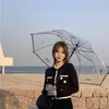 Projektant parasoli wzór listu składany w pełni automatyczny żeński przezroczysty parasol
