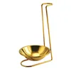 Cooking Utensils Golden Spoon Stand 2 In 1 Stainless Steel Shelf Rest Kitchen Gadget Holder Thicken Ladle 221114