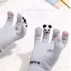 Tela de toque t￪xteis de inverno Mulheres Espalhar luvas de malha quente Panda Luva esticada imita￧￣o de l￣ de dedo completo Ciclismo de esqui ao ar livre rrc433