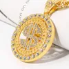 Men Hip Hop Iced Rotatable Dollar Cuban Necklaces For Women Full Rhinestone Link Chain Pendant Necklace Rapper Jewelry