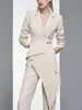 Womens Two Piece Pants est Designer Women Fashion Blazer 2 Pieces Set Patchwork Vintage Suit Jackets Straight Pantsuit Female Chic Outfits 221115