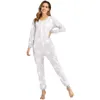 Women's Sleepwear Jumpsuits Grey Print Onesies Autumn Onesie Women Round Neck Pajamas Cosplay One Piece