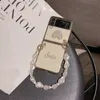 Ins st￩r￩oscopique Love Diamond-bracelet ￉tui pour Samsung Galaxy Z Flip 4 3 Flip4 5G Placing de luxe TPU Couverture arri￨re