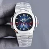 Gold Mens 시계 우아한 움직임 자동 자동차 날짜 PAT 40mm 편안한 가죽웨어 스트랩 방수 Luminous Wristwatch Montre De Luxe Watch Aquanaut
