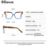 Lunettes de soleil Frames 54979 Verres d'ordinateur transparent cadre Femmes anti-bleu Lumières de blocage carré léopard Eyeglass optique T2201114