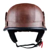 Leather German Style Retro and Vintage Half Open Face DOT Approved Motorcycle Helmet With Visor for Man and Woman306n5190991