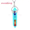 Anhänger Halsketten Musiling Schmuck Naturstein 7 Chakra Perlen Sechseck Prisma Punkt Reiki Pendel Charms Heilung Amulett Mix 14X